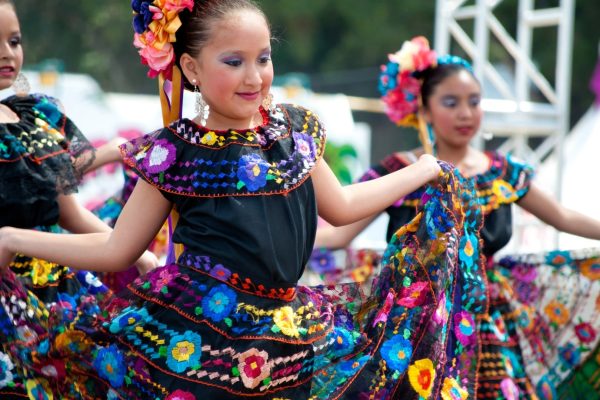 Mexican girls dancing traditional dance