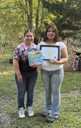 Dulce with her mom and her coloring book